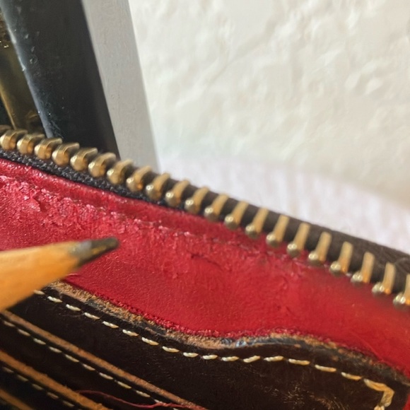 Dooney & Bourke: Vintage Animal Print Leather Wristlet- Gold Tone- flaws - Picture 11 of 15